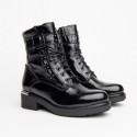 Nero Giardini bottines en cuir vernis noir style rangers