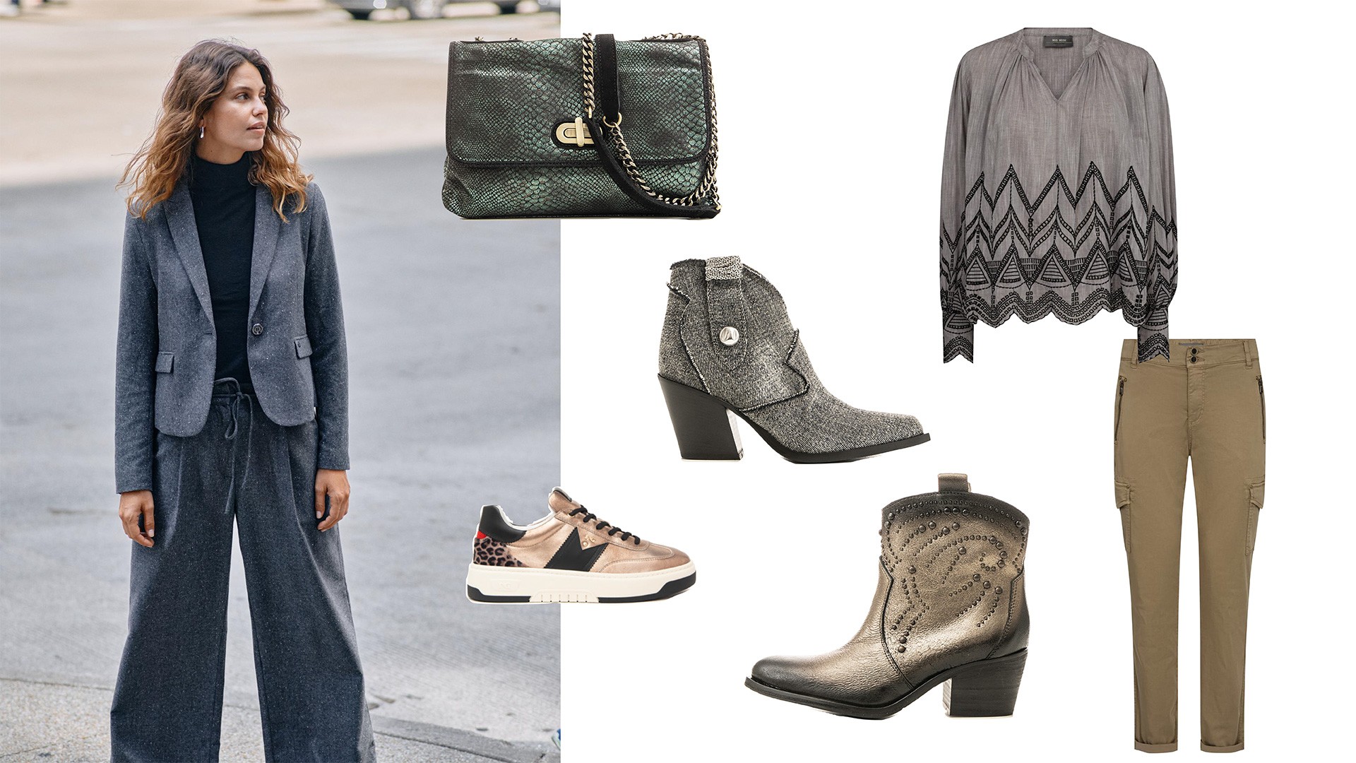 boots fru.it, sac mila louise, baskets nero giardini, costume mosmosh